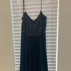 Adrianna Papell Navy Beaded Chiffon Gown